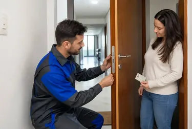 Profissional abrindo uma porta com ferramentas específicas de chaveiro.